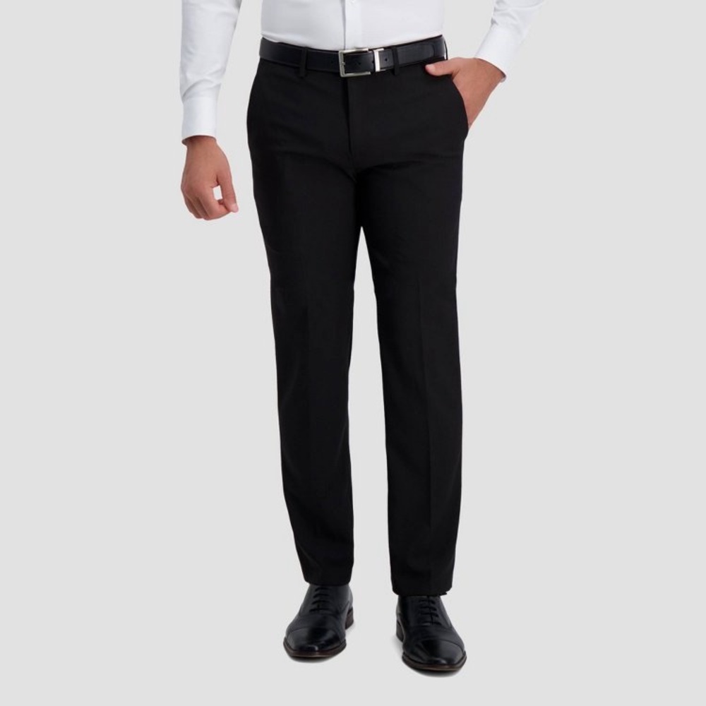 Haggar Classic Black Men’s Trousers 38x30 straight fit H26 elastic waistband